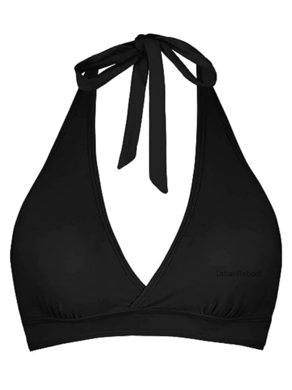 Halter Bikini Top Push Up Ruched Bra Swimsuit Women Bathing Suit Black Swimwear
